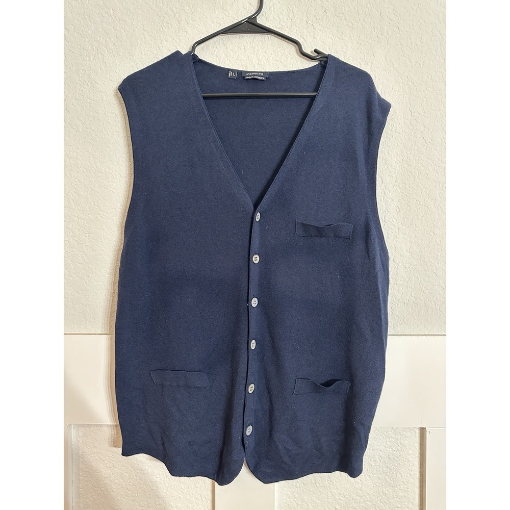 Men's Suitsupply Pure Cashmere Cotton Casual Navy Sleeveless Vest Size Large
